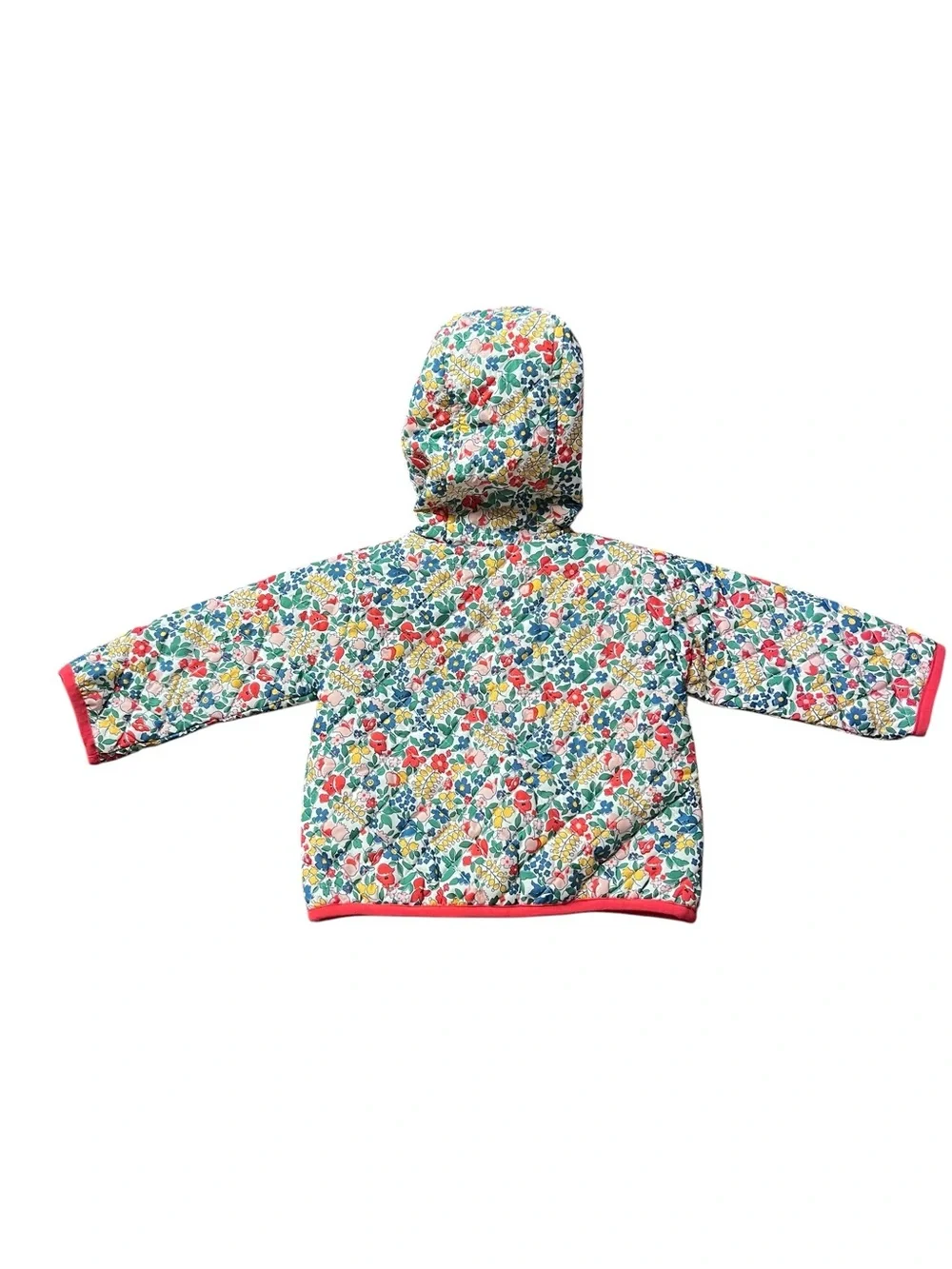 Baby Boden Floral Multi-Color Fleece-Lined Quilted Hooded Coat